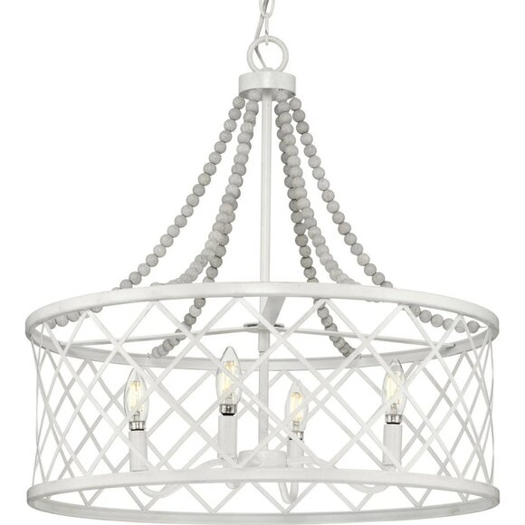 Progress Lighting Other - NEW White Beaded Boho Cottage Rustic Hanging Ceiling LIght Chandelier Farmhouse